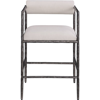 Axis Beige Linen Textured Fabric Upholstered Counter Stool, Set of 2