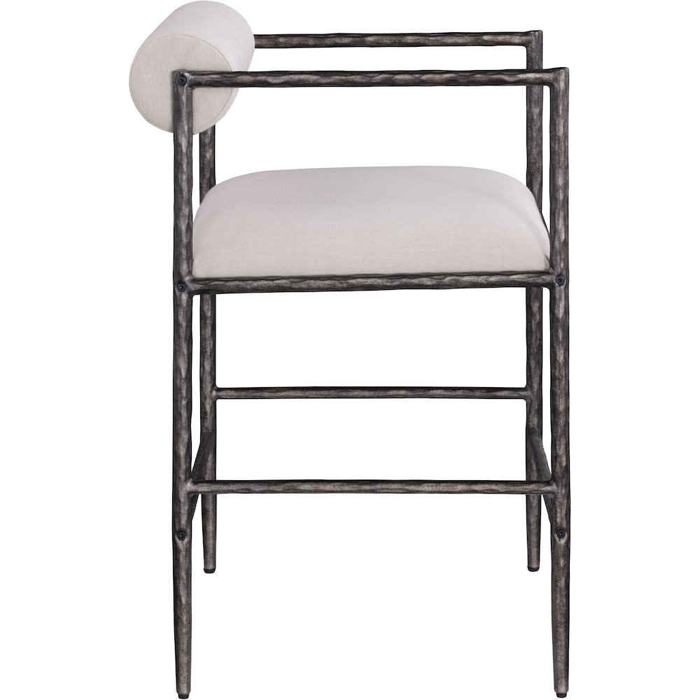 Axis Beige Linen Textured Fabric Upholstered Counter Stool, Set of 2