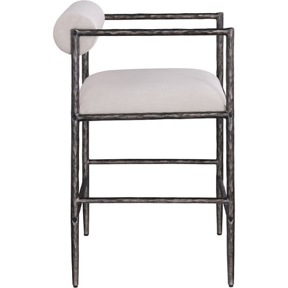 Axis Beige Linen Textured Fabric Upholstered Counter Stool, Set of 2