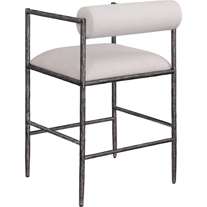 Axis Beige Linen Textured Fabric Upholstered Counter Stool, Set of 2