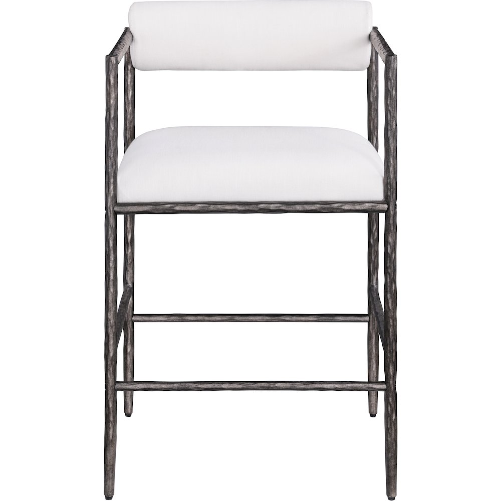 Axis Cream Linen Textured Fabric Upholstered Counter Stool, Set of 2