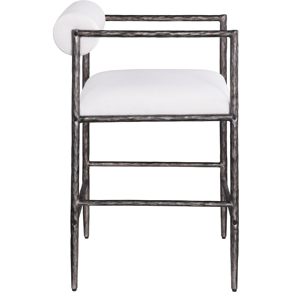 Axis Cream Linen Textured Fabric Upholstered Counter Stool, Set of 2