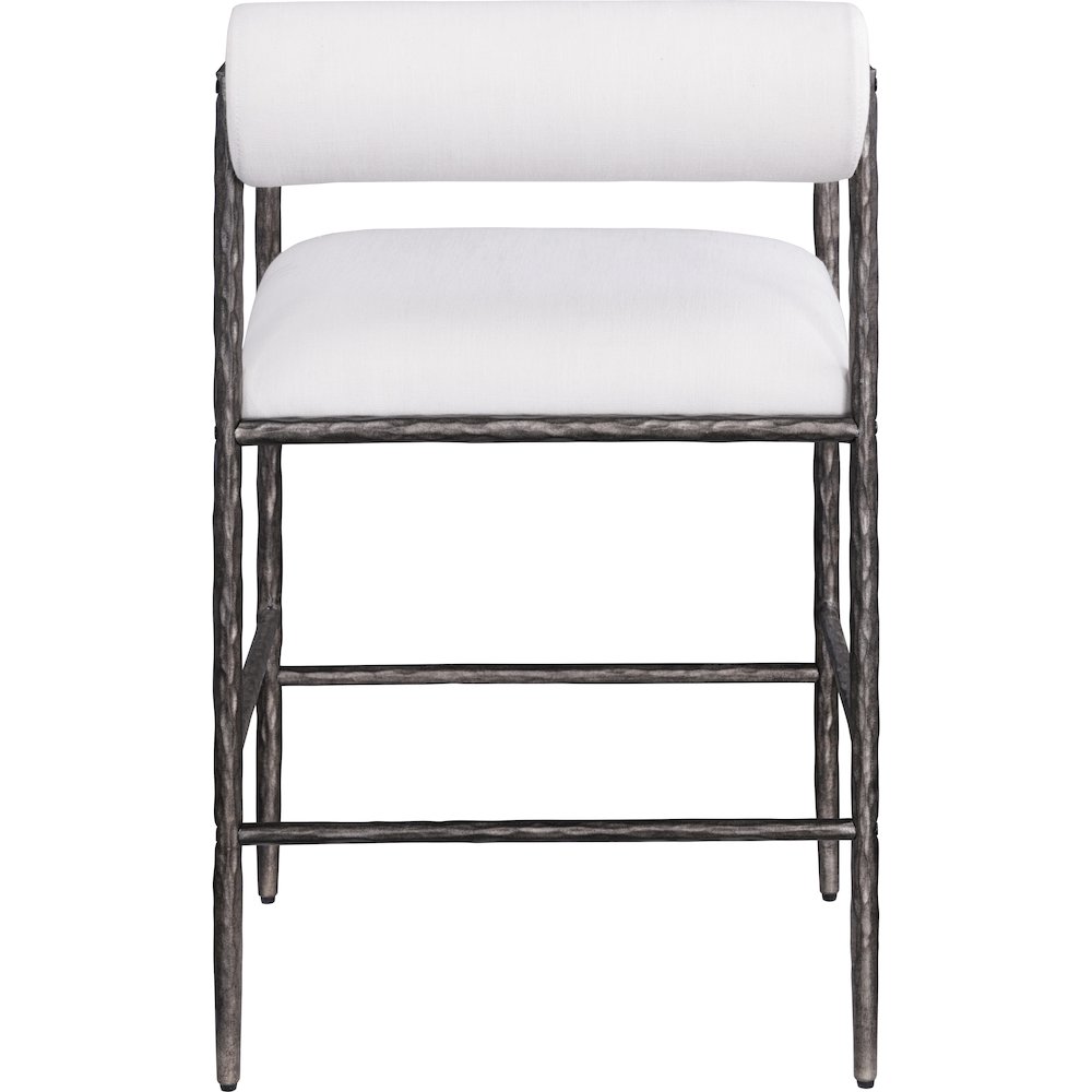 Axis Cream Linen Textured Fabric Upholstered Counter Stool, Set of 2