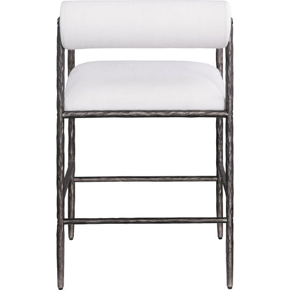 Axis Cream Linen Textured Fabric Upholstered Counter Stool, Set of 2