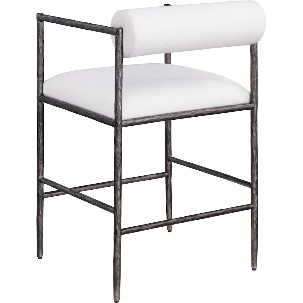 Axis Cream Linen Textured Fabric Upholstered Counter Stool, Set of 2