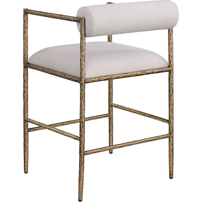 Axis Beige Linen Textured Fabric Upholstered Counter Stool, Set of 2