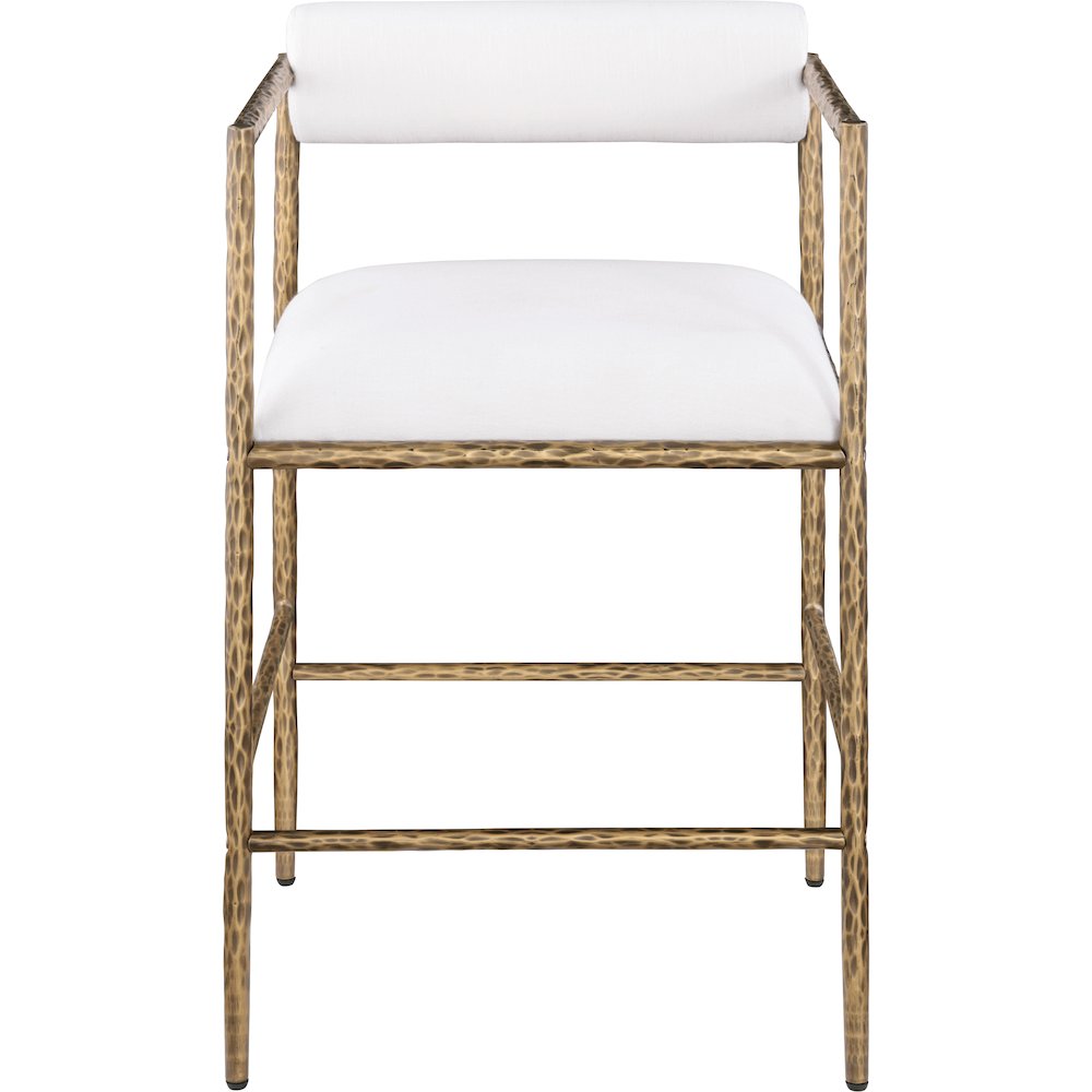 Axis Cream Linen Textured Fabric Upholstered Counter Stool, Set of 2