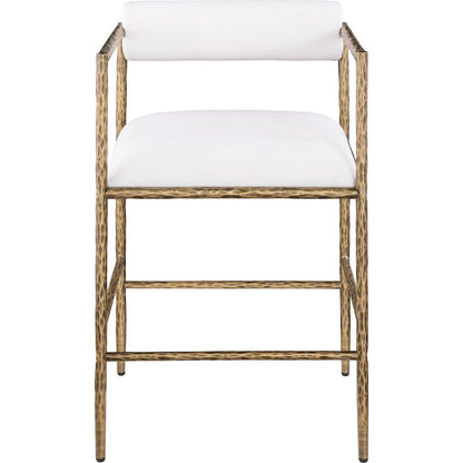 Axis Cream Linen Textured Fabric Upholstered Counter Stool, Set of 2