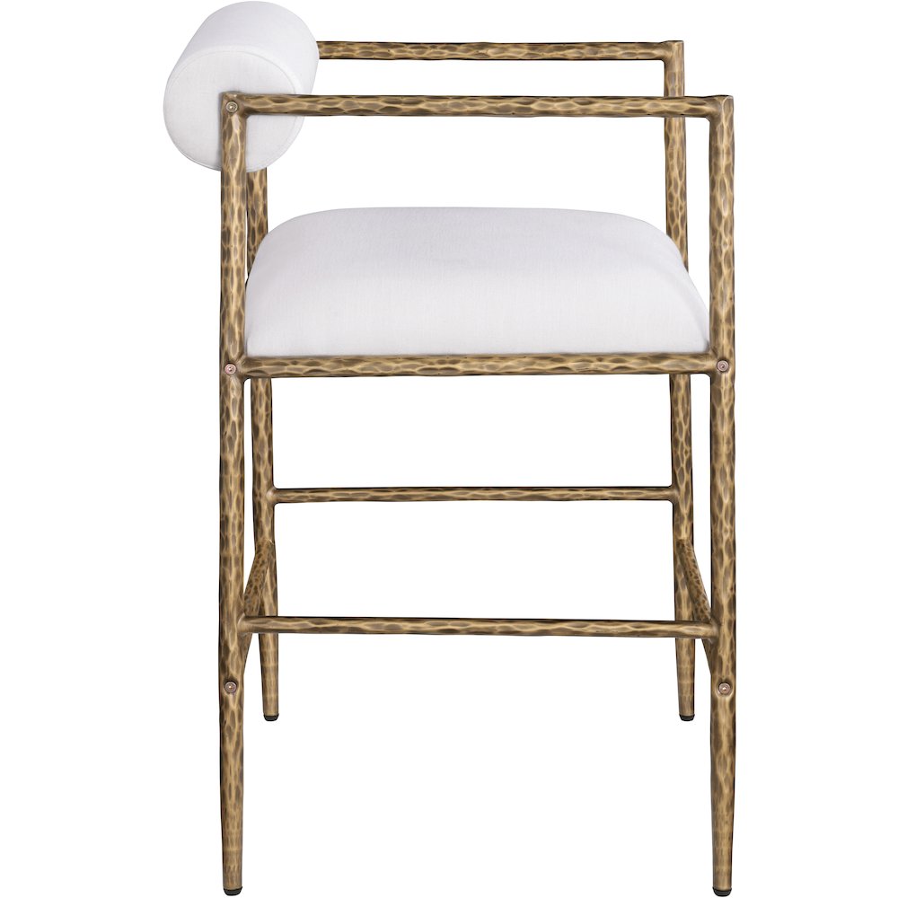 Axis Cream Linen Textured Fabric Upholstered Counter Stool, Set of 2