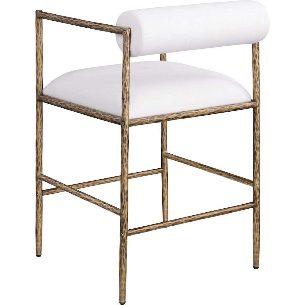 Axis Cream Linen Textured Fabric Upholstered Counter Stool, Set of 2