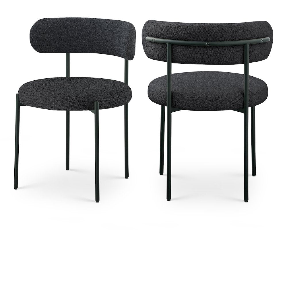 Beacon Black Boucle Fabric Dining Chair, Set of 2