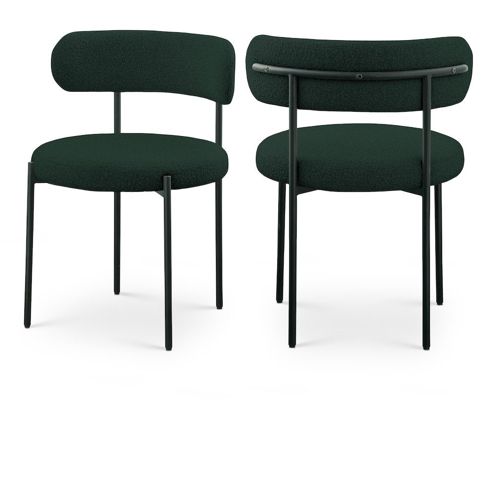 Beacon Green Boucle Fabric Dining Chair, Set of 2
