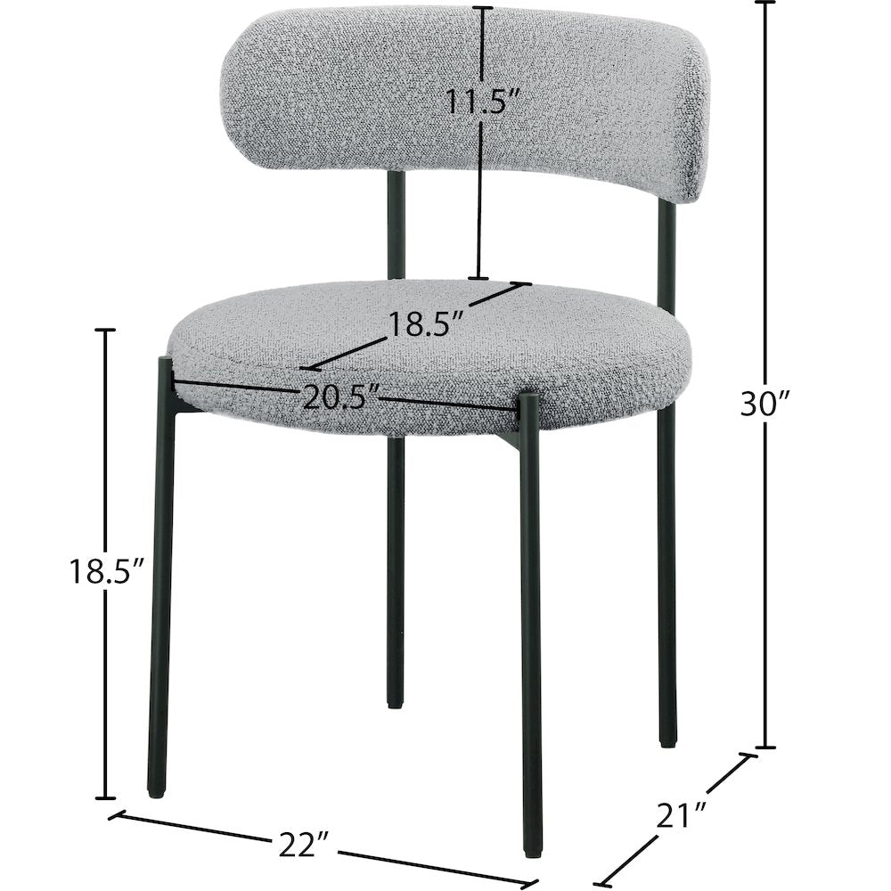 Beacon Grey Boucle Fabric Dining Chair, Set of 2