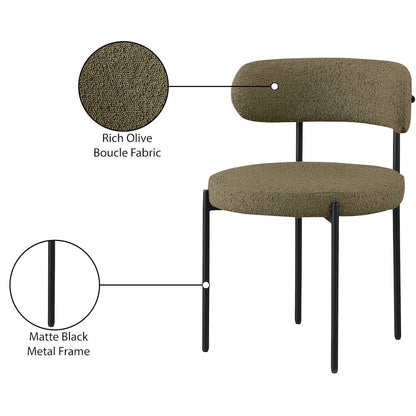 Beacon Olive Green Boucle Fabric Dining Chair, Set of 2