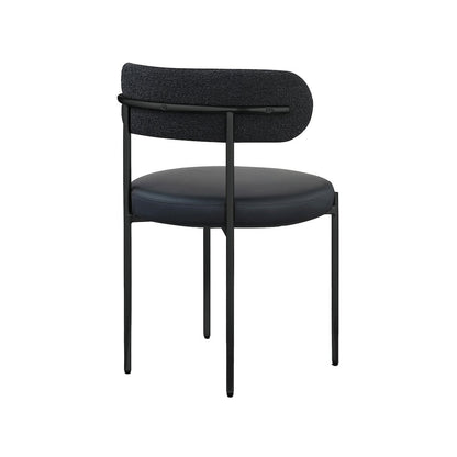 Beacon Black Vegan Leather and Boucle Fabric Dining Chair, Set of 2