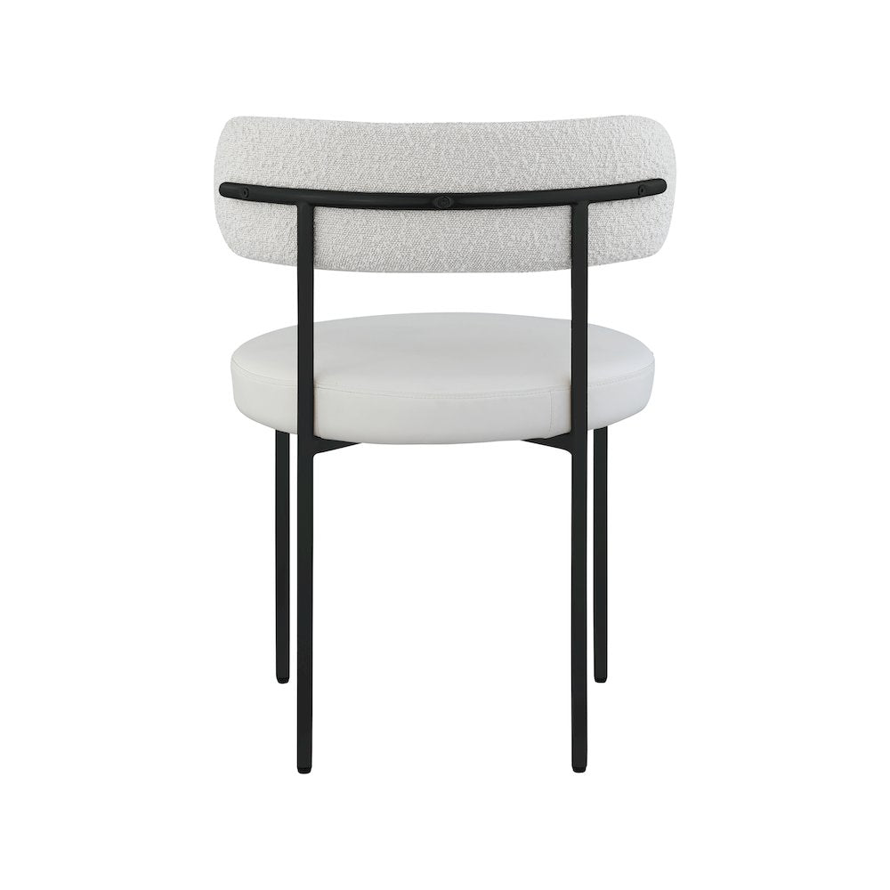 Beacon Cream Vegan Leather and Boucle Fabric Dining Chair, Set of 2