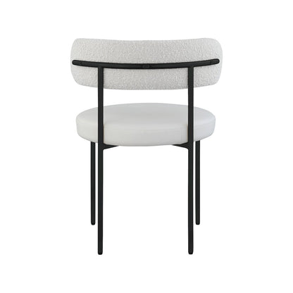 Beacon Cream Vegan Leather and Boucle Fabric Dining Chair, Set of 2