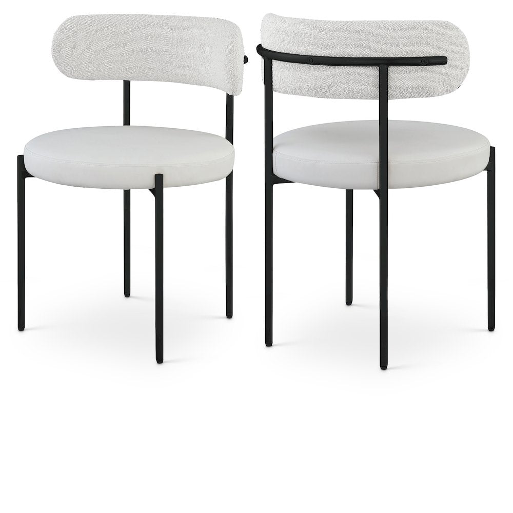 Beacon Cream Vegan Leather and Boucle Fabric Dining Chair, Set of 2