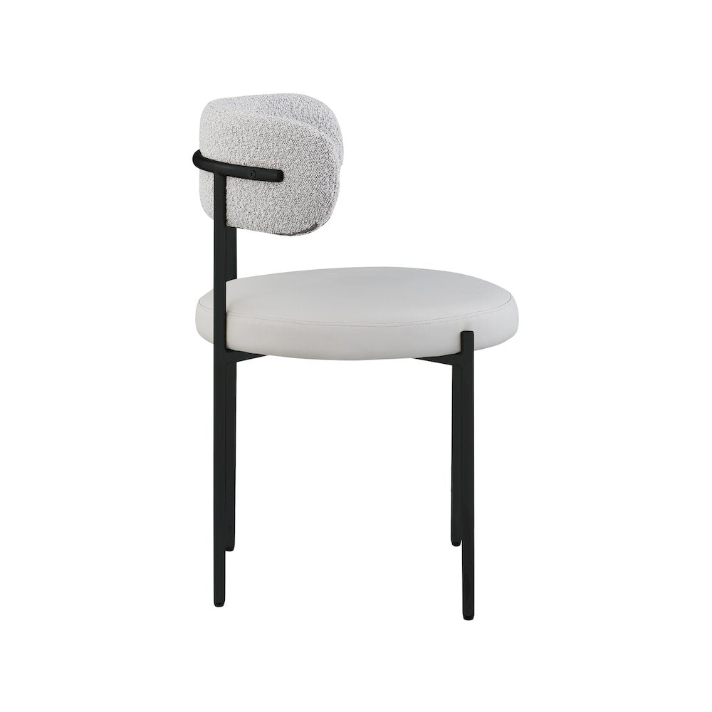 Beacon Taupe Vegan Leather and Boucle Fabric Dining Chair, Set of 2