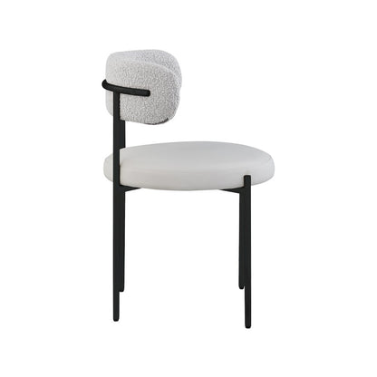 Beacon Taupe Vegan Leather and Boucle Fabric Dining Chair, Set of 2