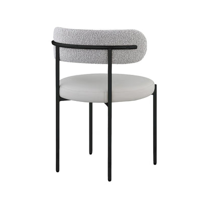 Beacon Taupe Vegan Leather and Boucle Fabric Dining Chair, Set of 2