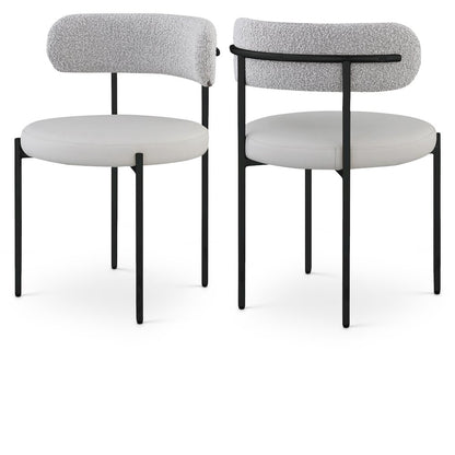 Beacon Taupe Vegan Leather and Boucle Fabric Dining Chair, Set of 2