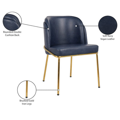 Jagger Navy Vegan Leather Dining Chair, Set of 2