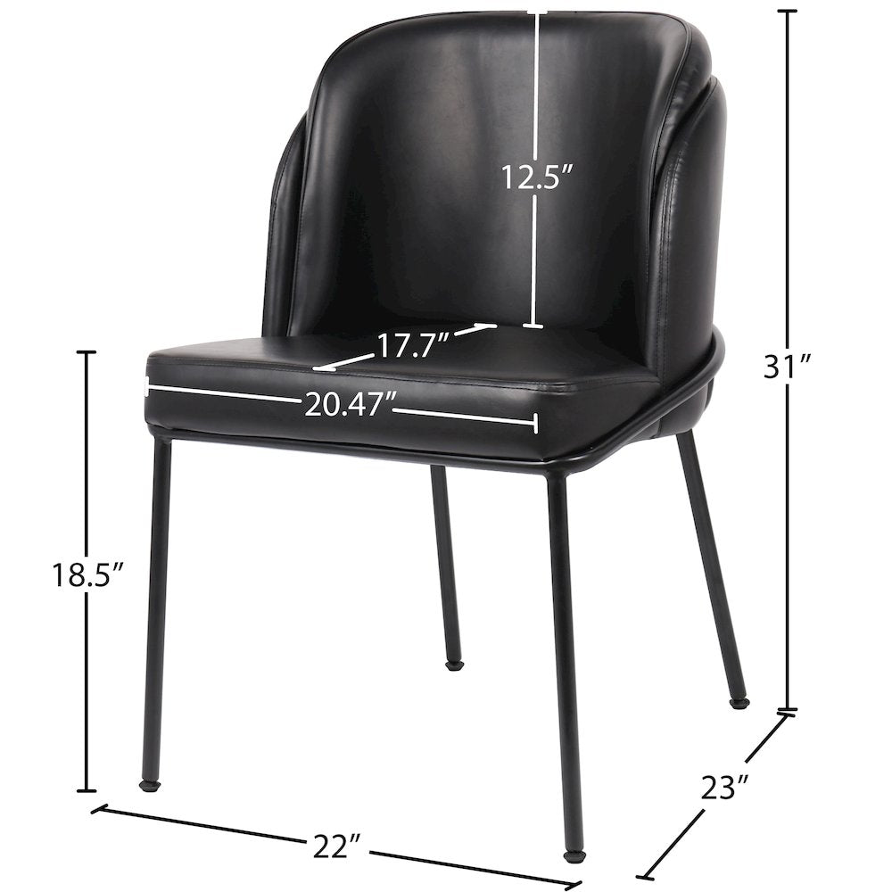 Jagger Black Vegan Leather Dining Chair, Set of 2