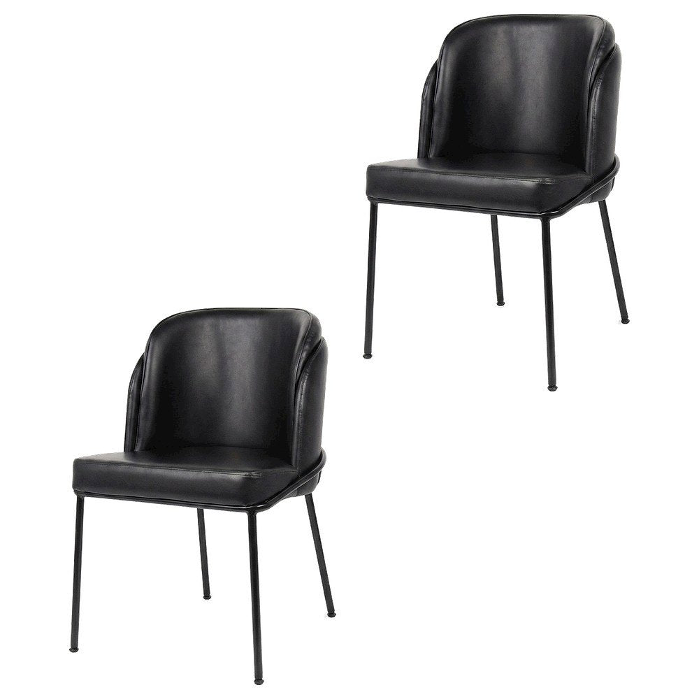 Starlight Canyon Home Vegan Leather Dining Chairs Set of 2, Black Vegan Leather