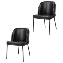 Starlight Canyon Home Vegan Leather Dining Chairs Set of 2, Black Vegan Leather