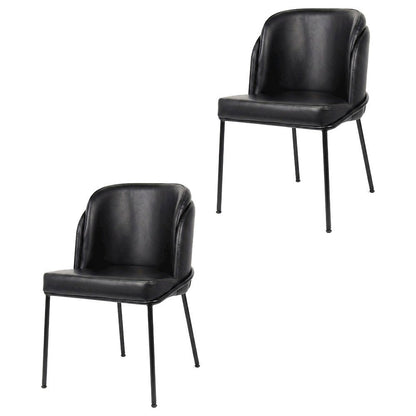 Starlight Canyon Home Vegan Leather Dining Chairs Set of 2, Black Vegan Leather