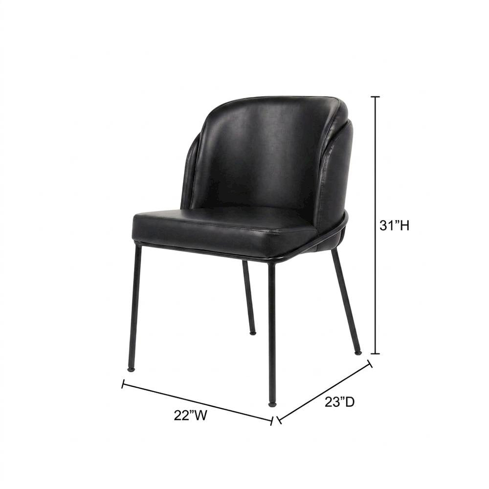 Starlight Canyon Home Vegan Leather Dining Chairs Set of 2, Black Vegan Leather