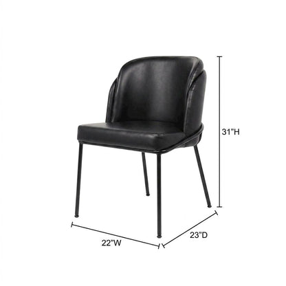 Starlight Canyon Home Vegan Leather Dining Chairs Set of 2, Black Vegan Leather