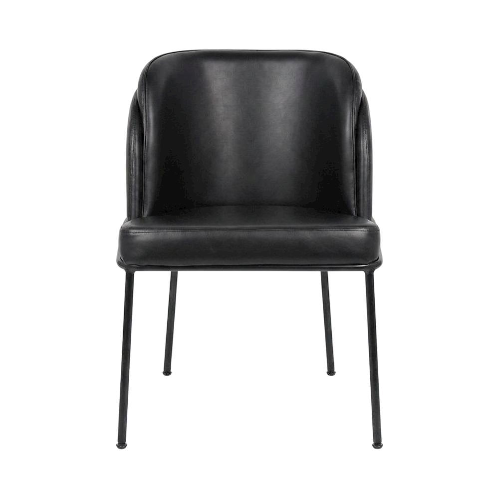 Starlight Canyon Home Vegan Leather Dining Chairs Set of 2, Black Vegan Leather