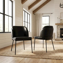 Starlight Canyon Home Vegan Leather Dining Chairs Set of 2, Black Vegan Leather