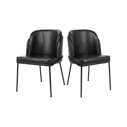 Starlight Canyon Home Vegan Leather Dining Chairs Set of 2, Black Vegan Leather