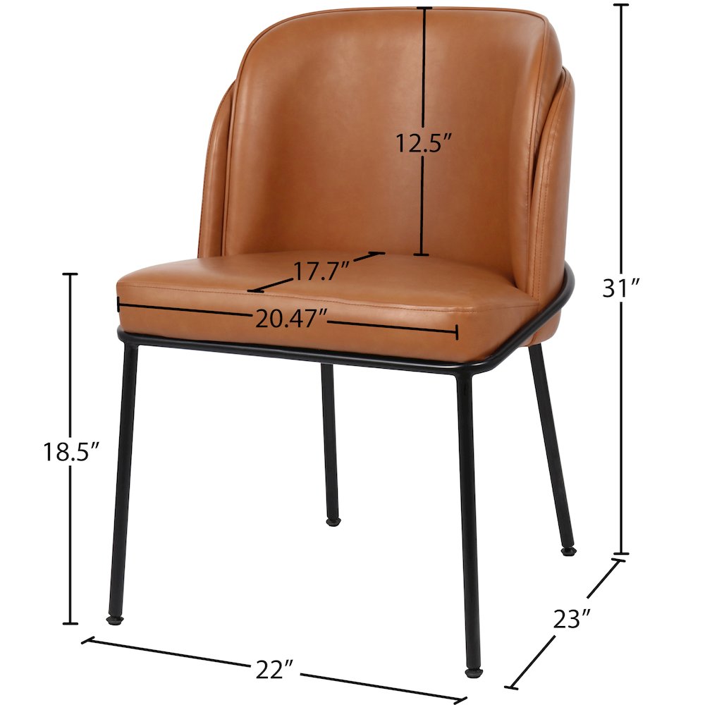 Jagger Cognac Vegan Leather Dining Chair, Set of 2