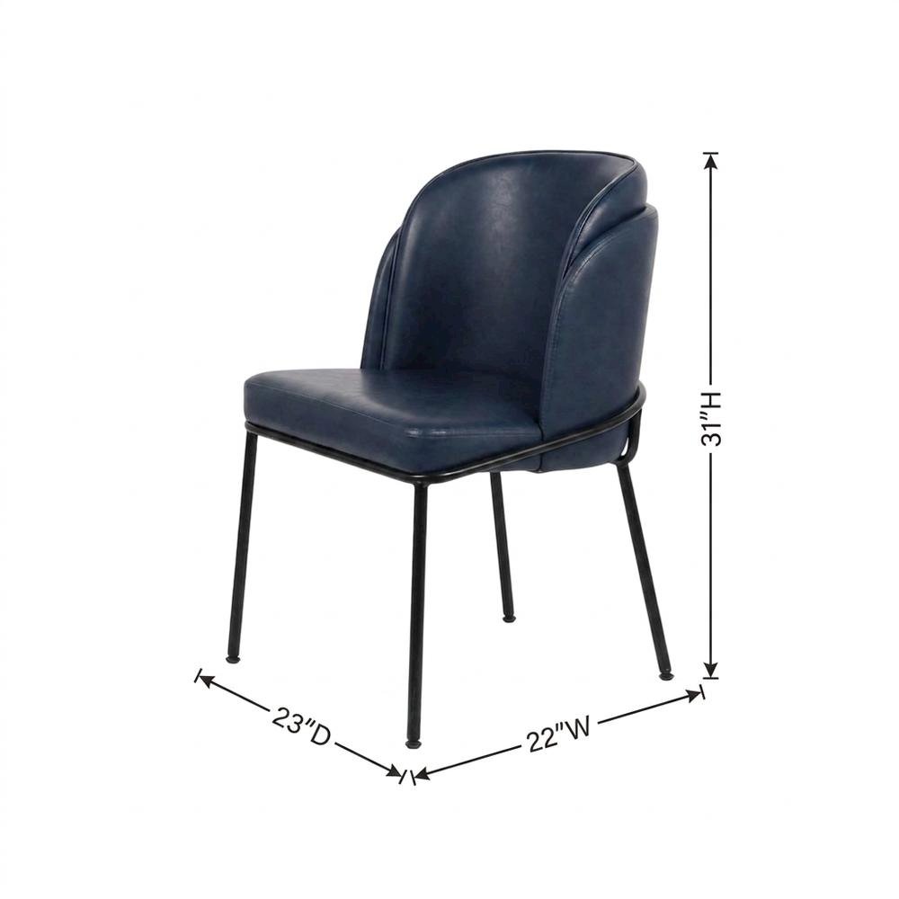 Starlight Canyon Home Vegan Leather Dining Chairs Set of 2, Navy Vegan Leather