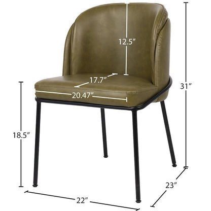 Jagger Olive Vegan Leather Dining Chair, Set of 2