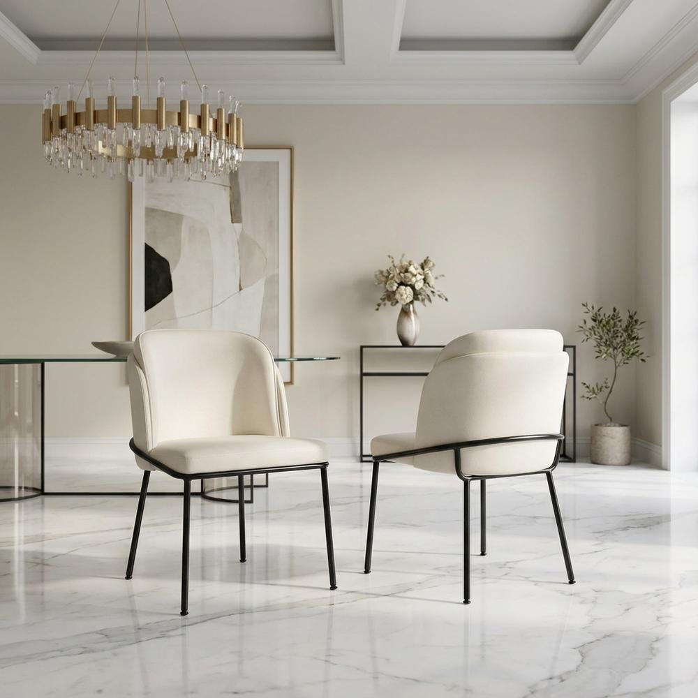 Starlight Canyon Home Vegan Leather Dining Chairs Set of 2, White Vegan Leather