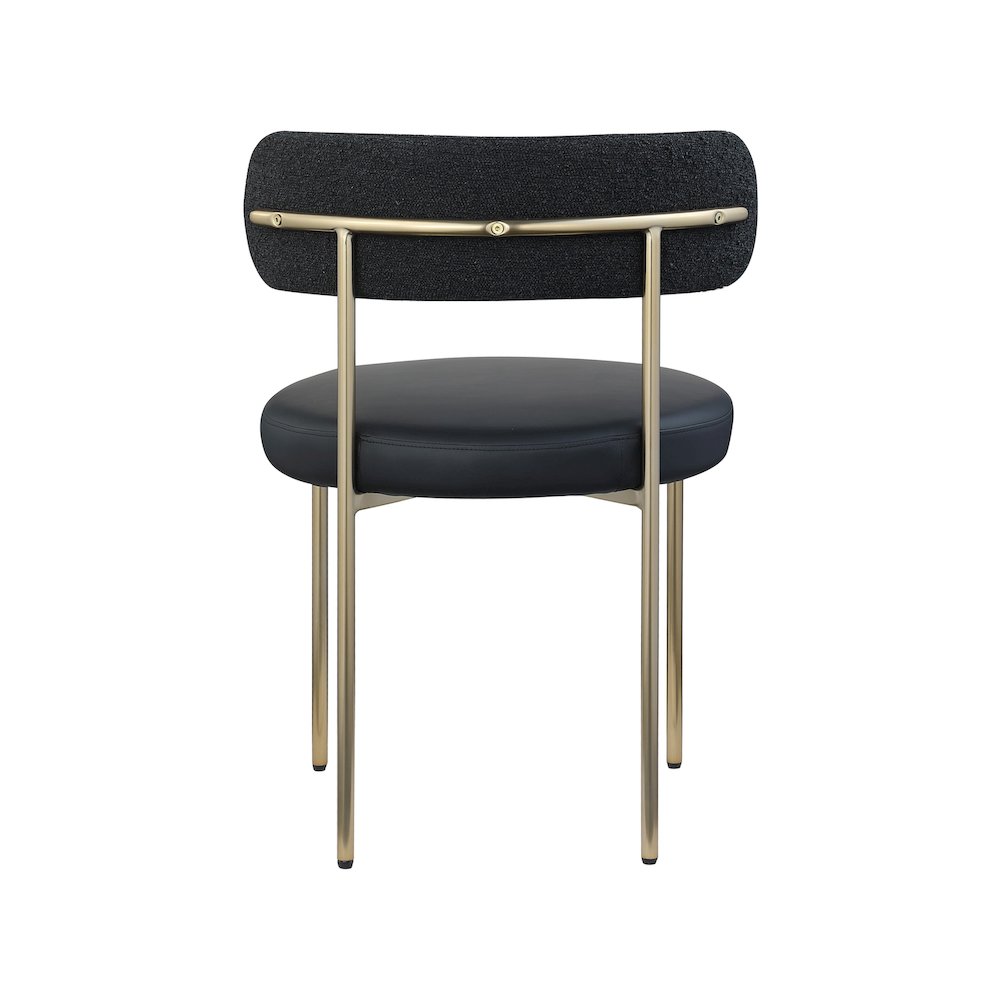 Beacon Black Vegan Leather and Boucle Fabric Dining Chair, Set of 2