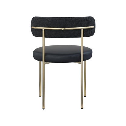 Beacon Black Vegan Leather and Boucle Fabric Dining Chair, Set of 2
