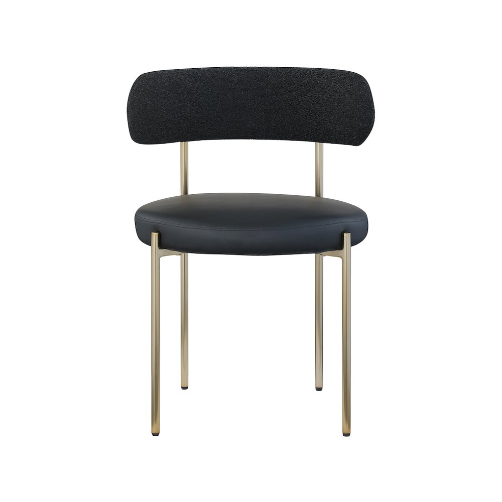 Beacon Black Vegan Leather and Boucle Fabric Dining Chair, Set of 2