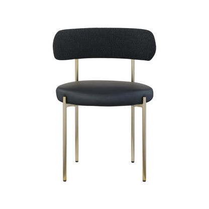 Beacon Black Vegan Leather and Boucle Fabric Dining Chair, Set of 2