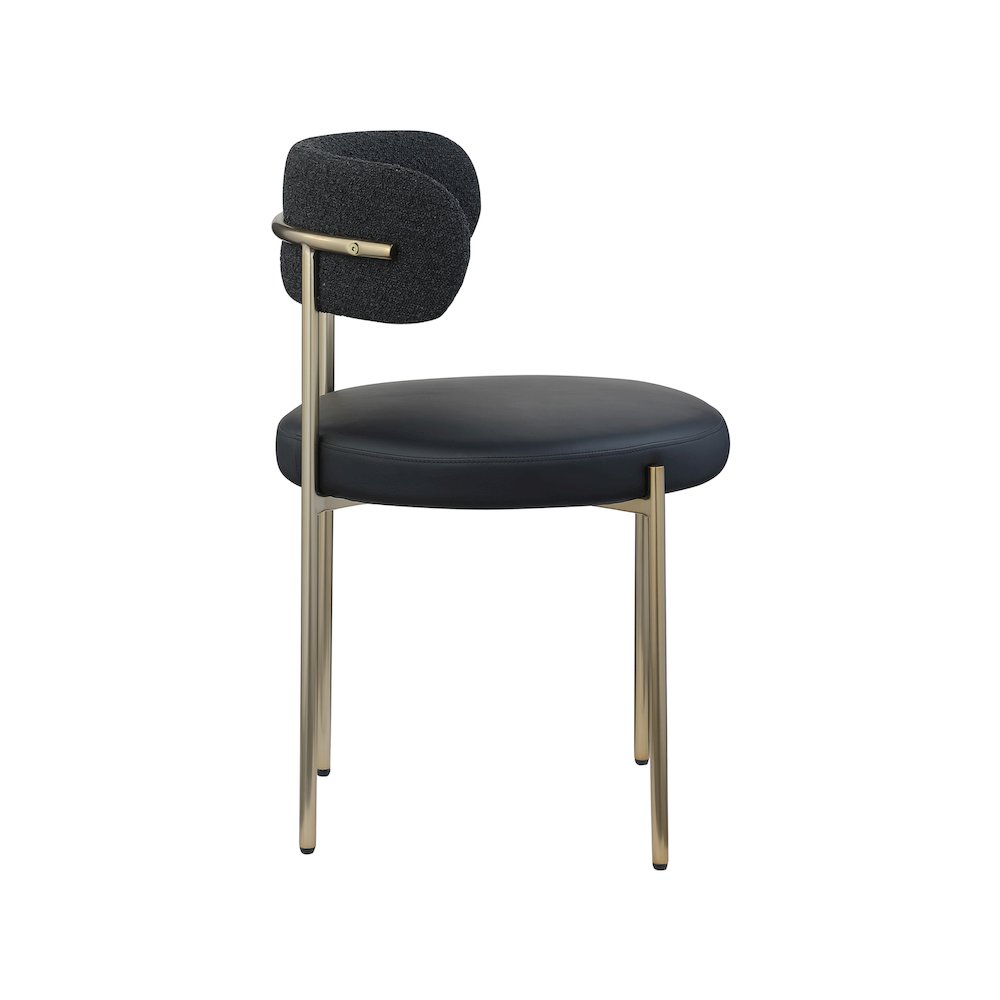 Beacon Black Vegan Leather and Boucle Fabric Dining Chair, Set of 2