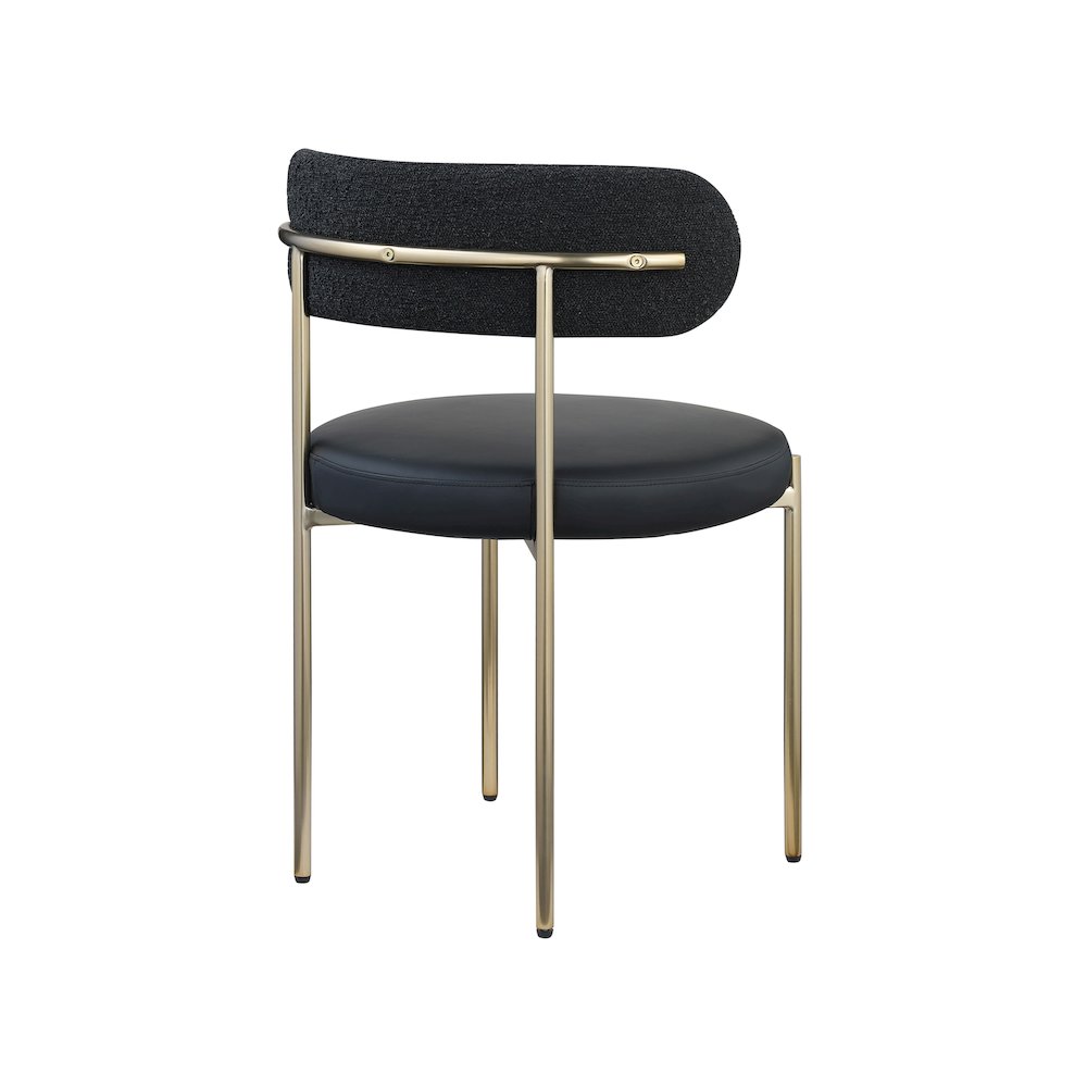 Beacon Black Vegan Leather and Boucle Fabric Dining Chair, Set of 2