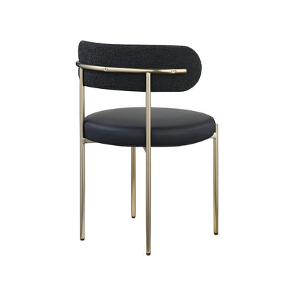 Beacon Black Vegan Leather and Boucle Fabric Dining Chair, Set of 2