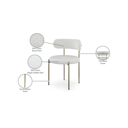 Beacon Cream Vegan Leather and Boucle Fabric Dining Chair, Set of 2