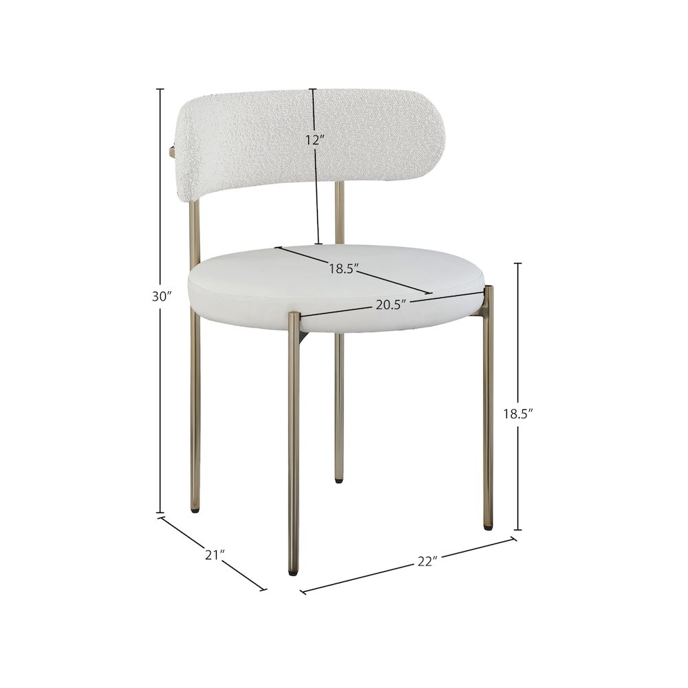 Beacon Cream Vegan Leather and Boucle Fabric Dining Chair, Set of 2