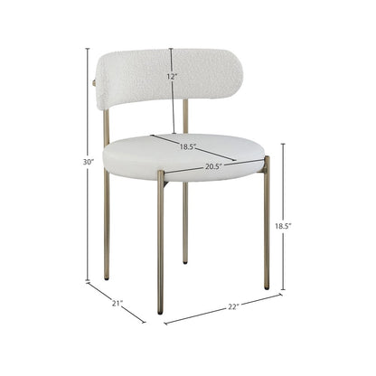 Beacon Cream Vegan Leather and Boucle Fabric Dining Chair, Set of 2